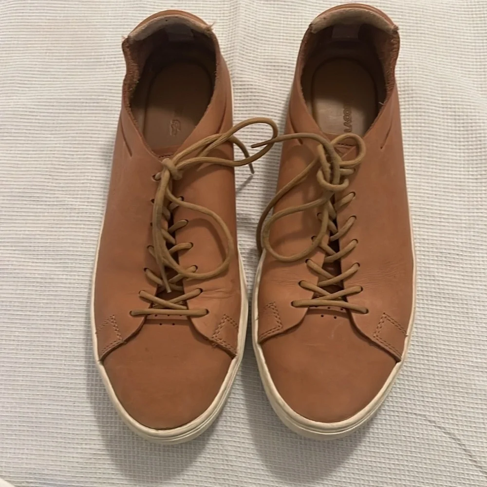 Lacoste Men’s unlined L12.12 sneaker Tan size 11.5 leather - Picture 1 of 10